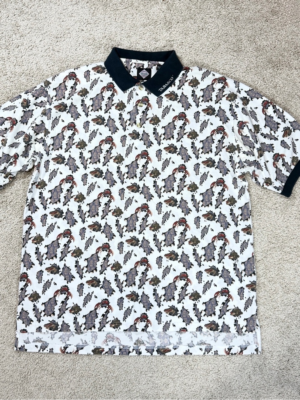 Rare Vintage 90s Tabasco Sportswear McIlhenny Co. All-Over Print Graphic Golf